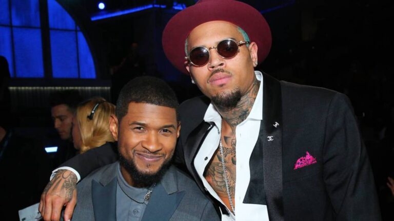 Usher offre à Chris Brown ses fleurs lors d&rsquo;un concert d&rsquo;anniversaire à Las Vegas