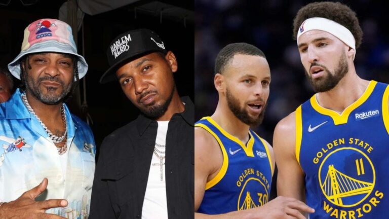 Jim Jones et Juelz Santana vérifient Steph Curry et Klay Thompson pour le titre de « Splash Brothers »