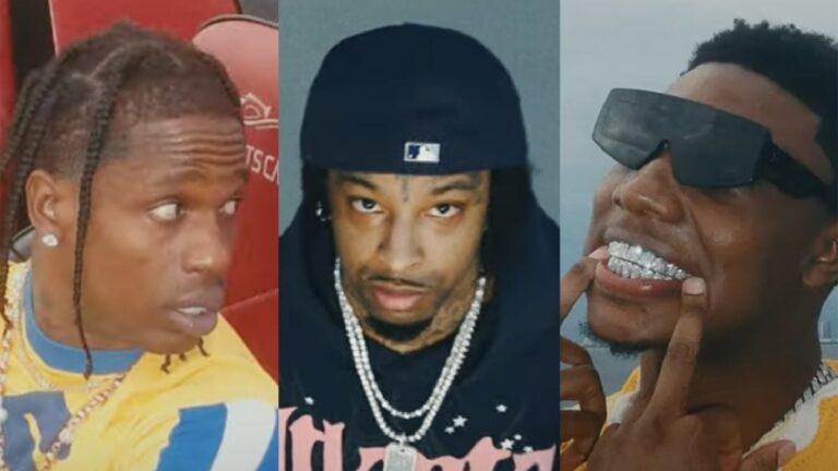 Travis Scott, 21 Savage et Rob49 célèbrent Excess et leurs jumeaux dans la vidéo Ratchet &lsquo;Topia Twins&rsquo;