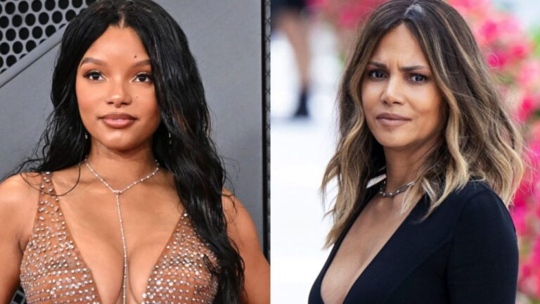 Halle Bailey et Halle Berry s'embrassent lors d'un match de football du LA Galaxy