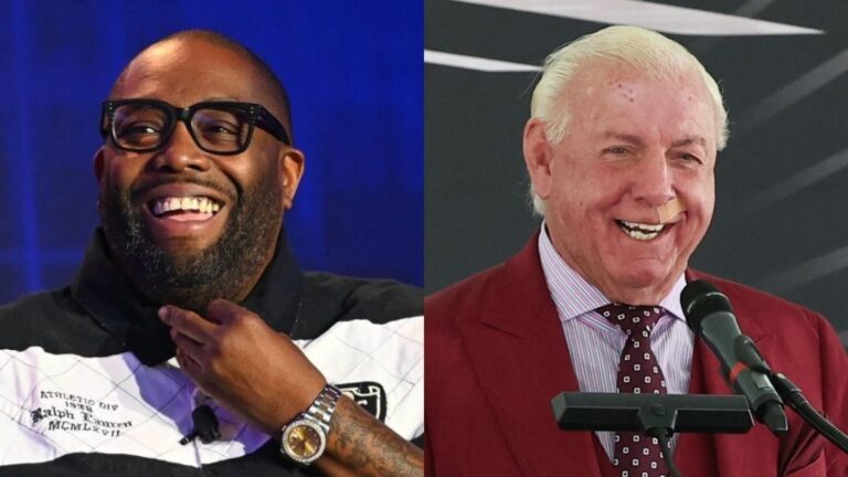 Le tueur Mike assiste à la célébration du 75e anniversaire de Ric Flair