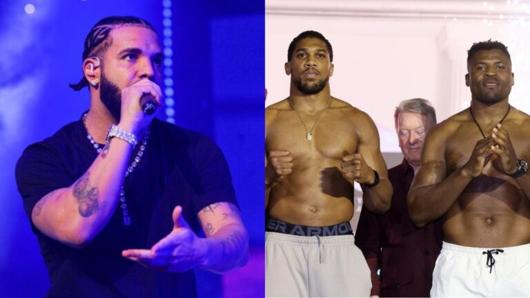 Drake en ligne pour un salaire de 1,9 million de dollars avec un pari sur Anthony Joshua contre.  Combat de Francis Ngannou
