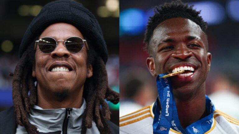 JAY-Z prend un selfie avec la star du Real Madrid Vinicius Jr. après la victoire en Ligue des champions