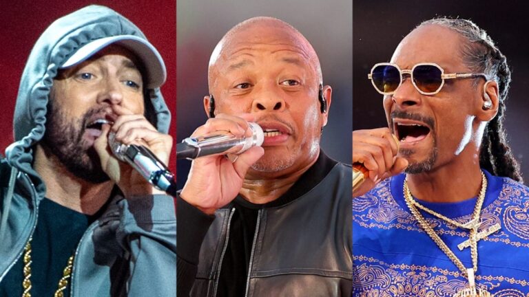Eminem, Dr. Dre et Snoop Dogg se retrouvent sur scène à Londres sous les yeux de LeBron James