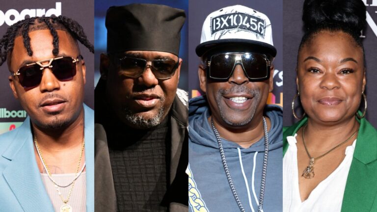 Nas rend hommage aux « pionniers » Kool Moe Dee, Grandmaster Caz et Roxanne Shanté lors des Grandmaster Awards