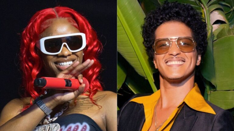 Bruno Mars plaisante sur la rumeur de la dette de 50 millions de dollars alors que la collaboration rouge sexy le pousse à un nouveau jalon