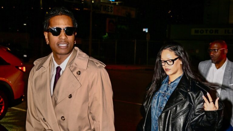 Rihanna assiste à des arguments de clôture dans un essai d'armes à feu $ AP Rocky avec leurs 2 jeunes fils