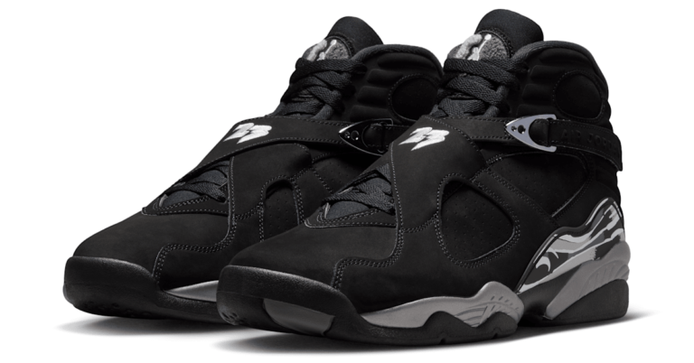 Look officiel de la Air Jordan 8 « Black Chrome » 2026