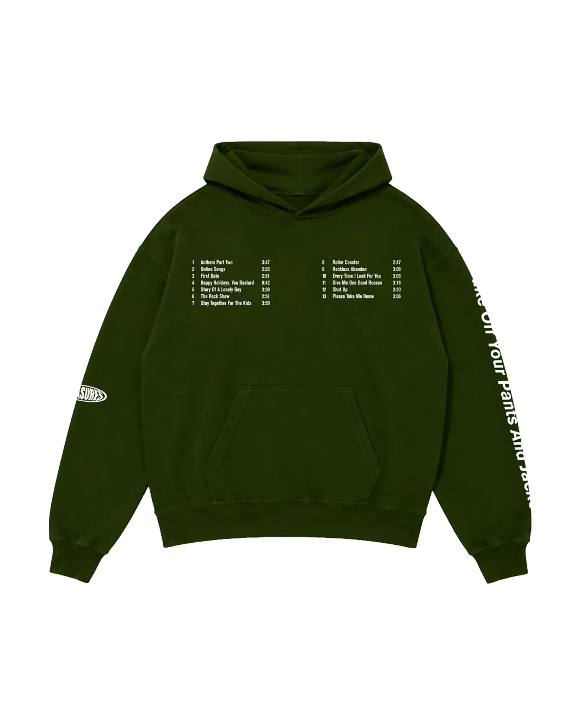 PLEASURES x Blink-182 Sweat à capuche ovale Tracklist