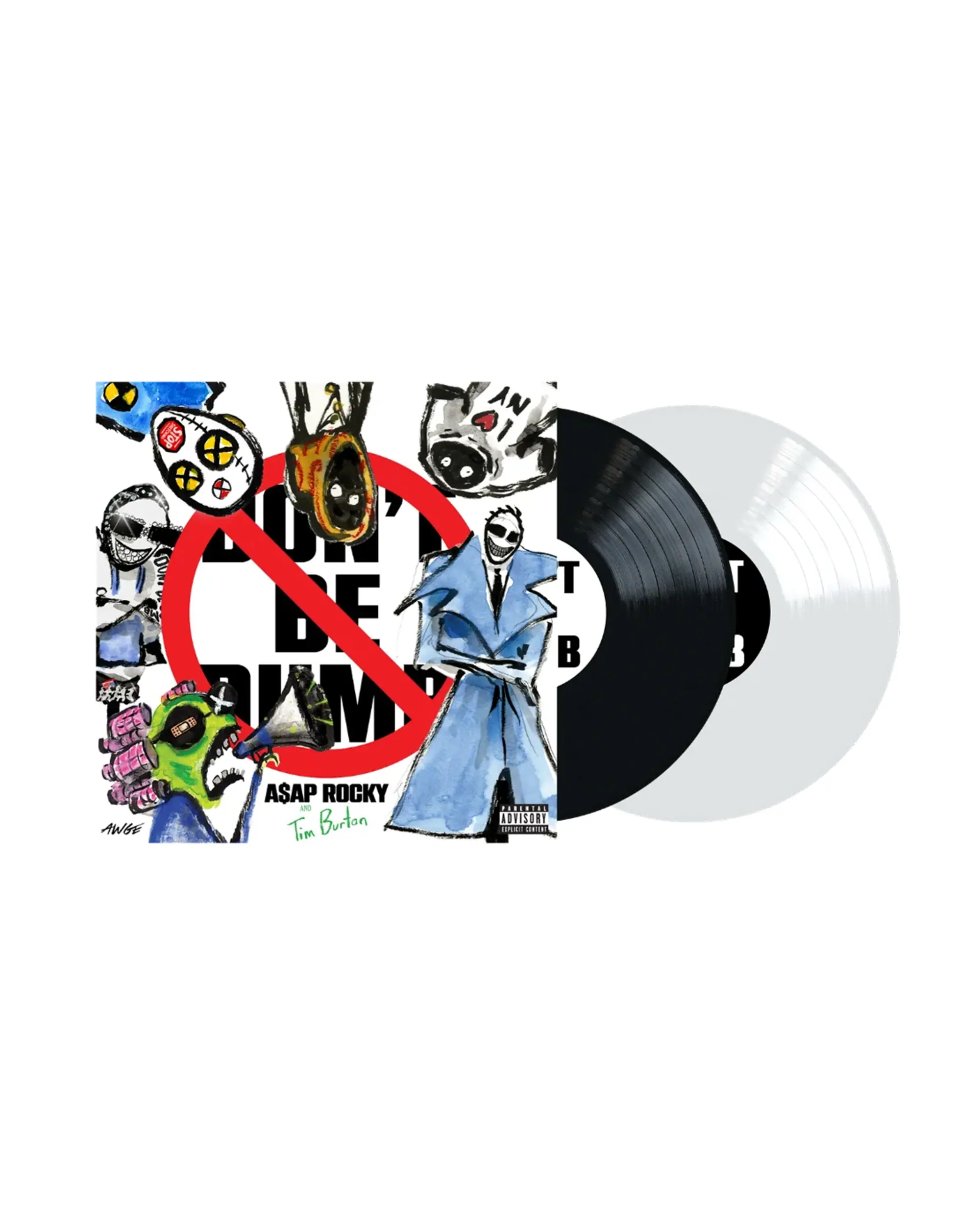 A$AP Rocky - Don't Be Dumb 2-LP Explicit - Vinyle de couleur blanc et noir