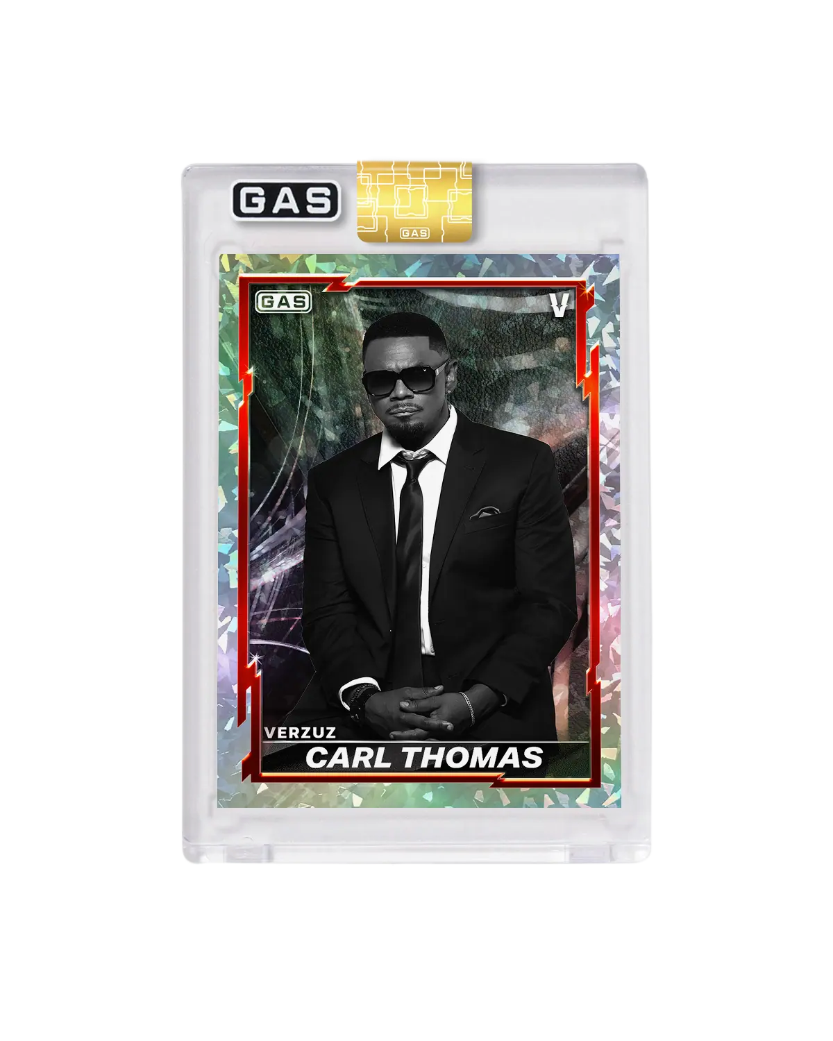 Carte Carl Thomas x Verzuz x GAS Cracked Ice Foil en édition limitée