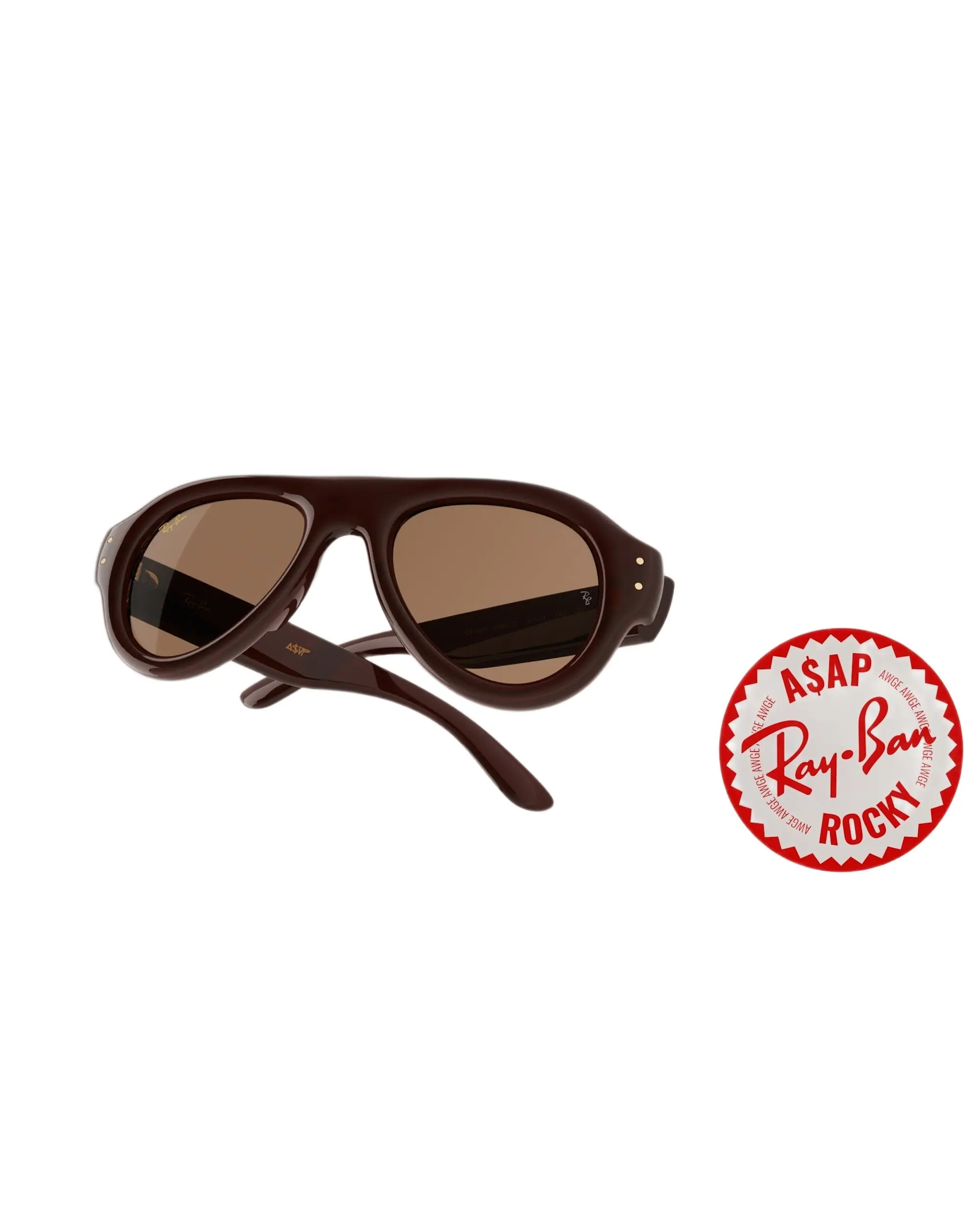 A$AP Rocky x Ray-Ban Aviator Puffer - Monture marron transparent